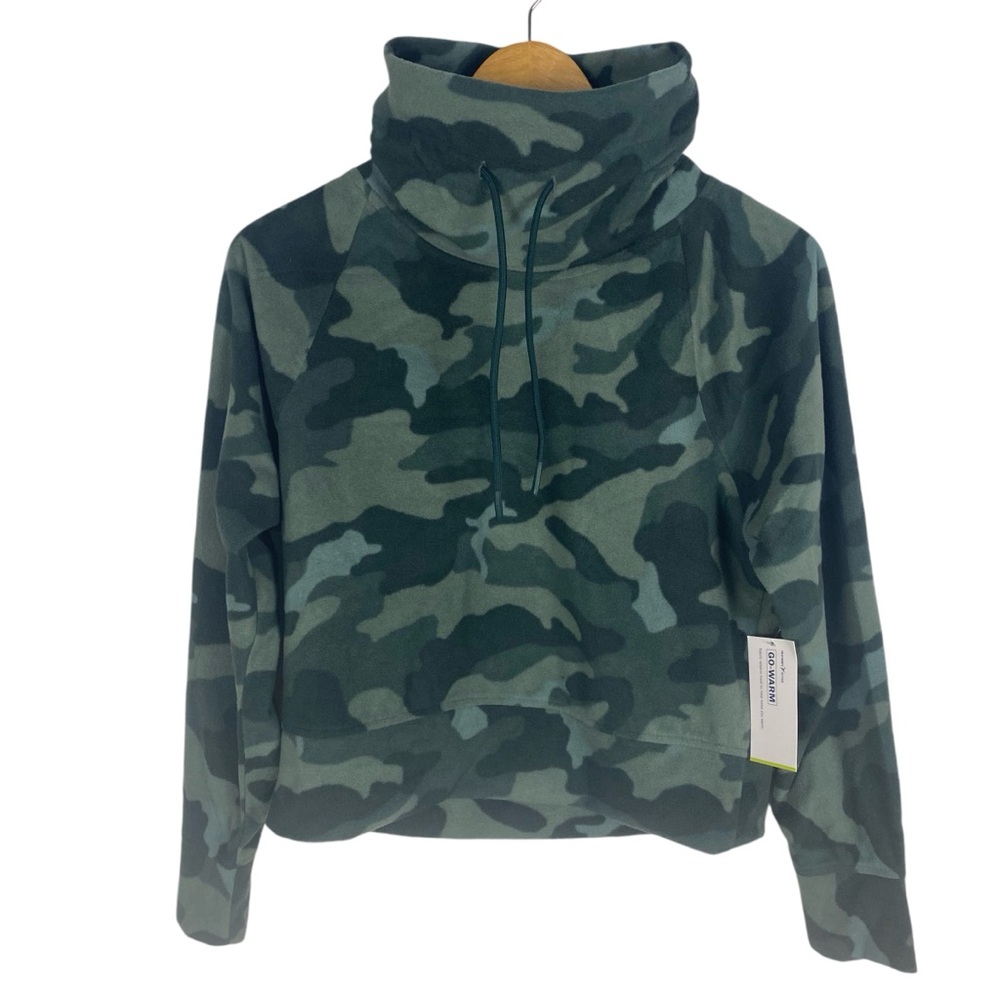 Old Navy Womens Cropped MicroFleece Camo Funnel Neck Sweatshirt Size XS